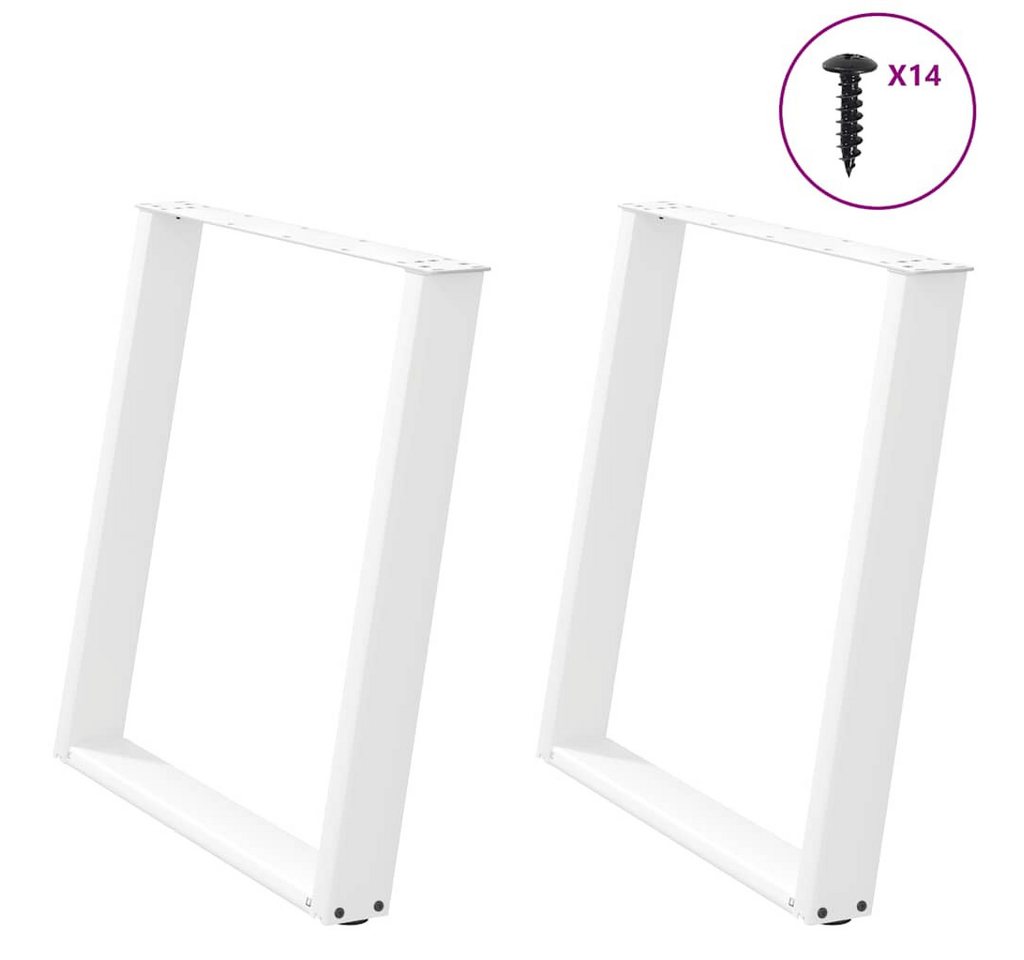 vidaXL Esstisch, Esstischbeine U-Form 2 Stk. Weiß 80x(72-73) cm Stahl von vidaXL