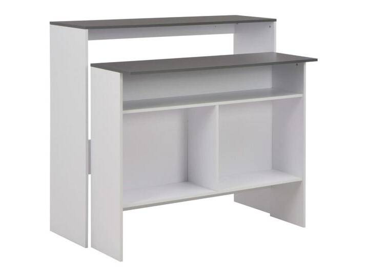 vidaXL Esstisch Bartisch mit 2 Tischplatten Weiß und Grau 130 x 40 x 120 cm (1-St), grau von vidaXL