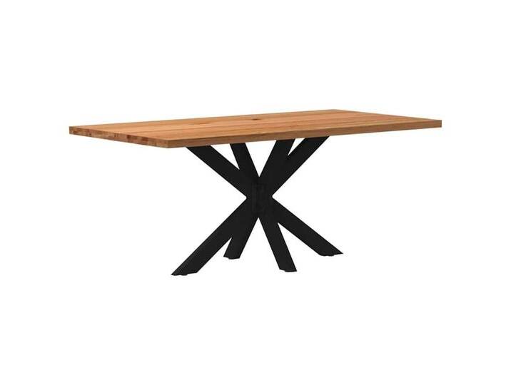 vidaXL Esstisch Esstisch Hellbraun 180x90x74 cm Massivholz Eiche Rechteckig (1-St), schwarz von vidaXL