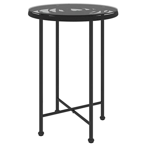 vidaXL Esstisch Gartentisch Terrassentisch Garten Terrasse Bistrotisch Gartenmöbel Balkontisch Glastisch Tisch Stahlrahmen Schwarz Ø55cm Hartglas Stahl von vidaXL