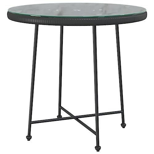 vidaXL Esstisch Gartentisch Terrassentisch Garten Terrasse Bistrotisch Gartenmöbel Balkontisch Glastisch Tisch Stahlrahmen Schwarz Ø80cm Hartglas Stahl von vidaXL