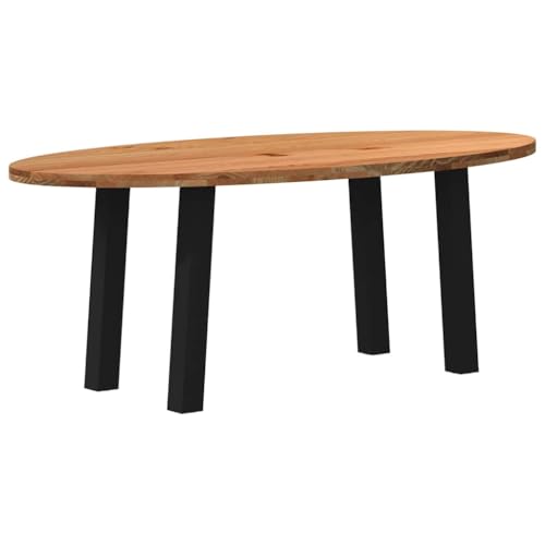 vidaXL Esstisch Hellbraun 200x100x74 cm Massivholz Eiche Oval, Küchentisch, Restauranttisch, Tisch Restaurant, Esszimmertisch, Bistrotisch von vidaXL