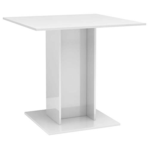 vidaXL Esstisch Küchentisch Esszimmertisch Speisetisch Tisch Säulentisch Restaurant Esszimmer Küche Hochglanz-Weiß 80x80x75cm Holzwerkstoff von vidaXL