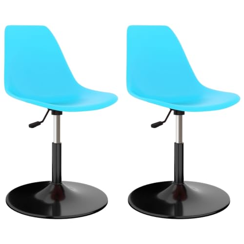 vidaXL Esszimmerstühle 2 STK., Esszimmerstuhl Drehbar Höhenverstellbar, Essstuhl Küchenstuhl Metallrahmen, Drehstuhl Stuhl für Esszimmer Küche, Blau PP von vidaXL
