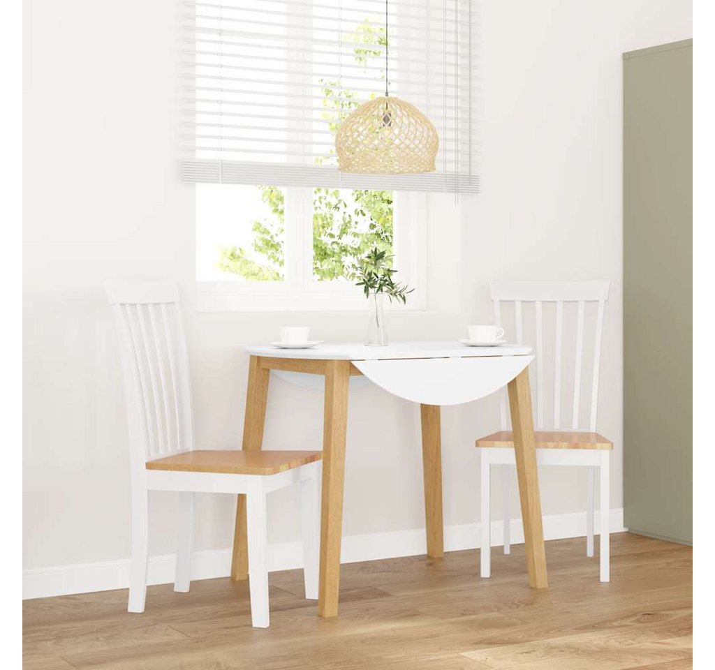 vidaXL Esszimmerstuhl, Esszimmerstühle 2 Stk. Weiß Massivholz Gummibaum von vidaXL