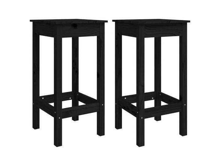 vidaXL Esszimmerstuhl Barstühle 2 Stk. Schwarz 40x40x78 cm Massivholz Kiefer (2 St), schwarz, Holz, ohne Rückenlehne von vidaXL
