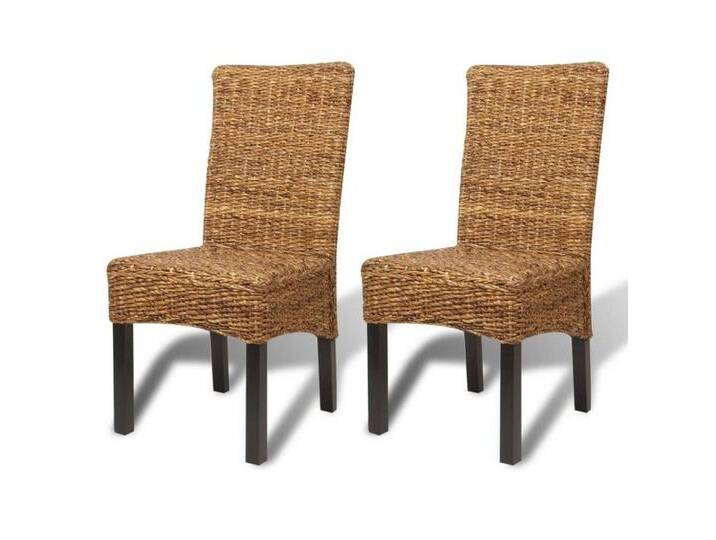 vidaXL Esszimmerstuhl Esszimmerstühle 2 Stk. Abaca und Massivholz (2 St), braun, Holz von vidaXL