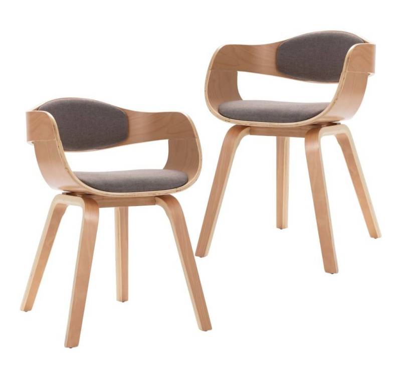 vidaXL Esszimmerstuhl Esszimmerstühle 2 Stk. Bugholz und Taupe Stoff (2 St) von vidaXL