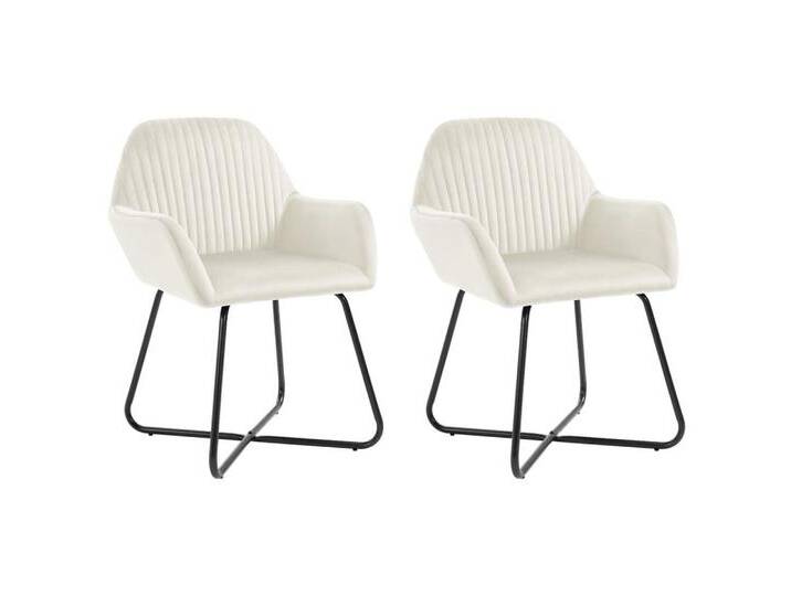 vidaXL Esszimmerstuhl Esszimmerstühle 2 Stk. Creme Samt (2 St), Creme von vidaXL