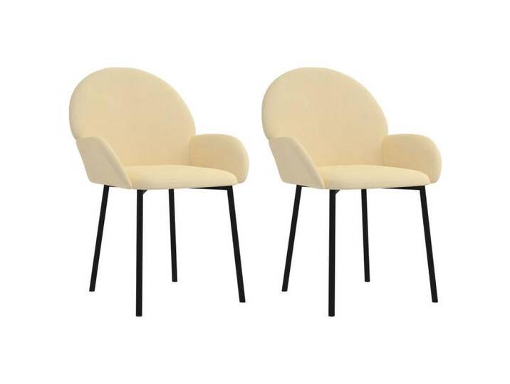 vidaXL Esszimmerstuhl Esszimmerstühle 2 Stk. Creme Samt (2 St) von vidaXL