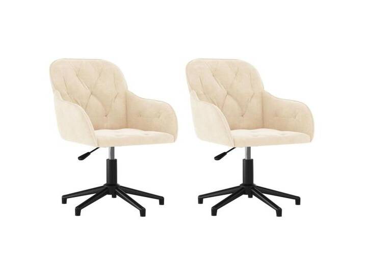 vidaXL Esszimmerstuhl Esszimmerstühle 2 Stk. Drehbar Creme Samt (2 St), Samt von vidaXL