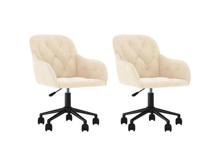 vidaXL Esszimmerstuhl Esszimmerstühle 2 Stk. Drehbar Creme Samt (2 St) von vidaXL