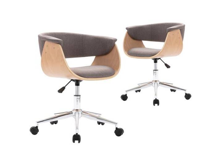 vidaXL Esszimmerstuhl Esszimmerstühle 2 Stk. Drehbar Taupe Stoff (2 St), Gewebe, Taupe von vidaXL
