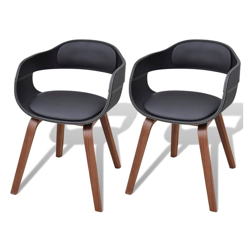 vidaXL Esszimmerstuhl Esszimmerstühle 2 Stk. Schwarz Bugholz und Kunstleder (2 St) von vidaXL