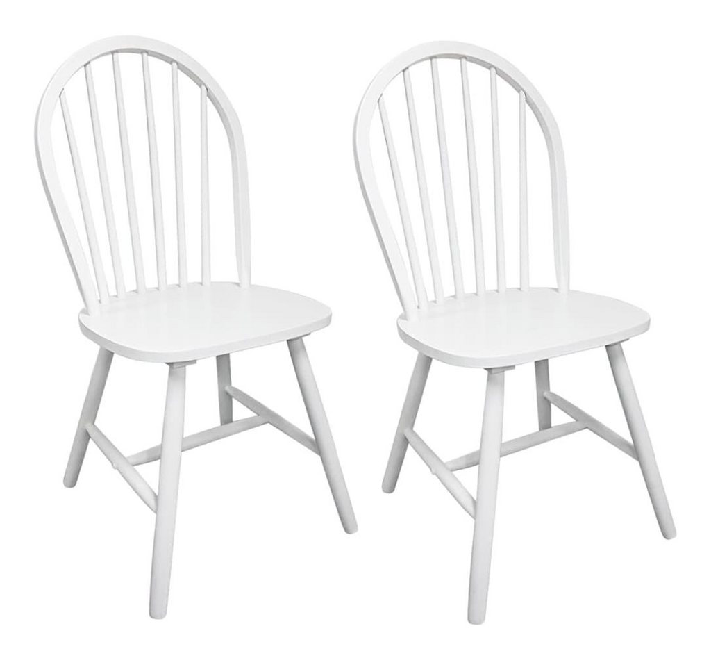 vidaXL Esszimmerstuhl Esszimmerstühle 2 Stk. Weiß Massivholz Gummibaum (2 St) von vidaXL