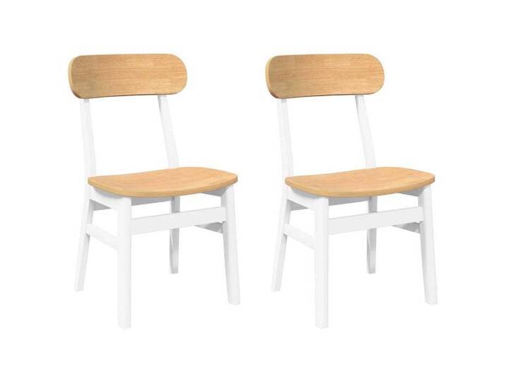 vidaXL Esszimmerstuhl Esszimmerstühle 2 Stk. Weiß Massivholz Gummibaum (2 St), weiß von vidaXL