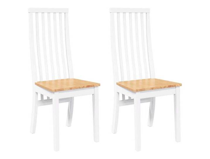 vidaXL Esszimmerstuhl Esszimmerstühle 2 Stk. Weiß Massivholz Gummibaum (2 St) von vidaXL