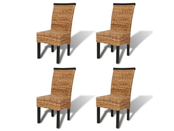 vidaXL Esszimmerstuhl Esszimmerstühle 4 Stk. Abaca und Massivholz (4 St), braun, Poly-Rattan von vidaXL
