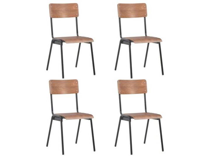 vidaXL Esszimmerstuhl Esszimmerstühle 4 Stk. Braun Massives Sperrholz und Stahl (4 St), braun von vidaXL