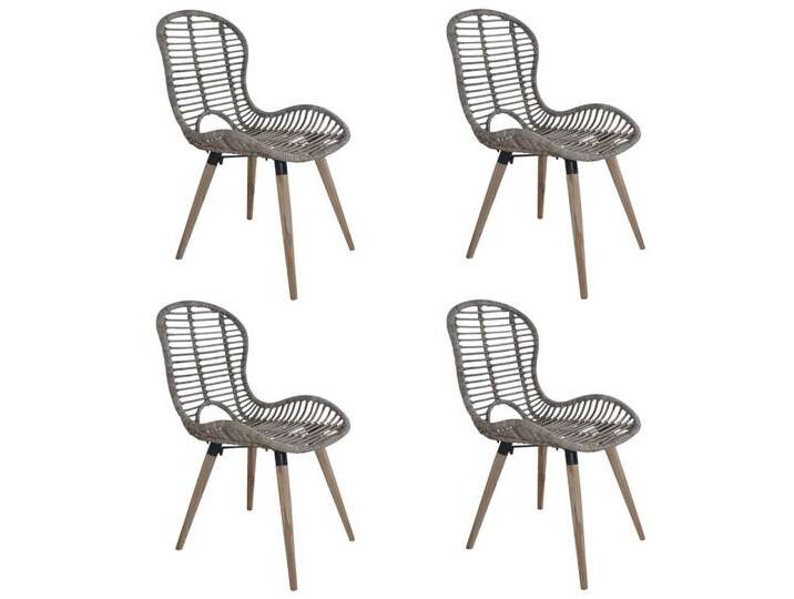 vidaXL Esszimmerstuhl Esszimmerstühle 4 Stk. Braun Natürliches Rattan (4 St), braun von vidaXL