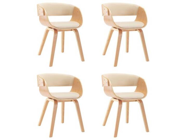vidaXL Esszimmerstuhl Esszimmerstühle 4 Stk. Creme Bugholz und Kunstleder (4 St), braun, Kunstleder von vidaXL
