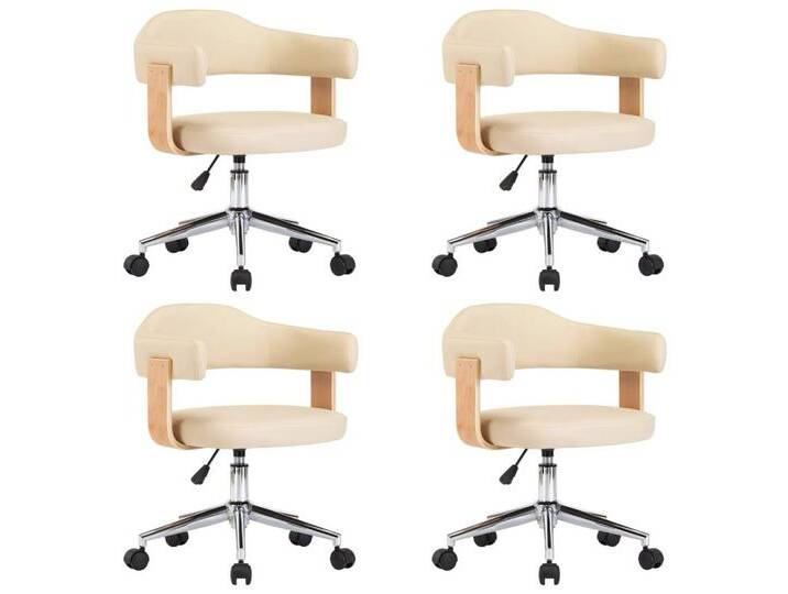 vidaXL Esszimmerstuhl Esszimmerstühle 4 Stk. Drehbar Creme Kunstleder (4 St), Kunstleder von vidaXL