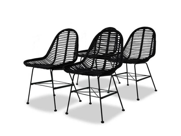 vidaXL Esszimmerstuhl Esszimmerstühle 4 Stk. Natur Rattan Schwarz (4 St), schwarz von vidaXL