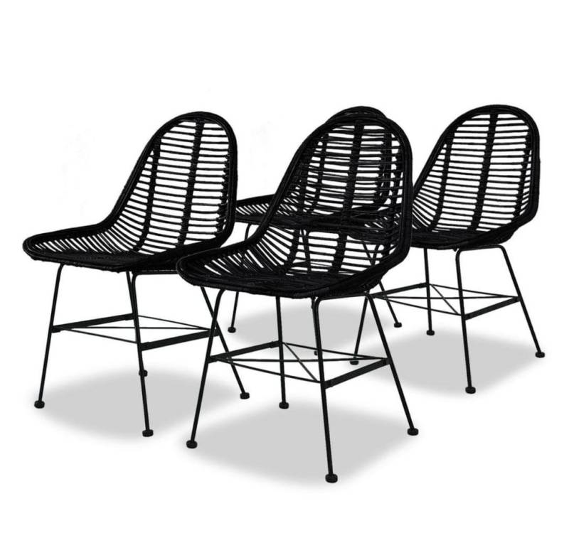 vidaXL Esszimmerstuhl Esszimmerstühle 4 Stk. Natur Rattan Schwarz (4 St) von vidaXL