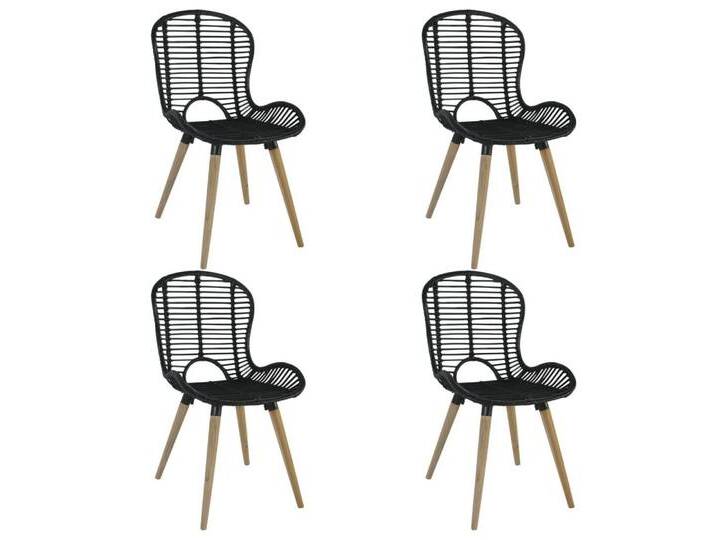 vidaXL Esszimmerstuhl Esszimmerstühle 4 Stk. Schwarz Natur Rattan (4 St), schwarz von vidaXL