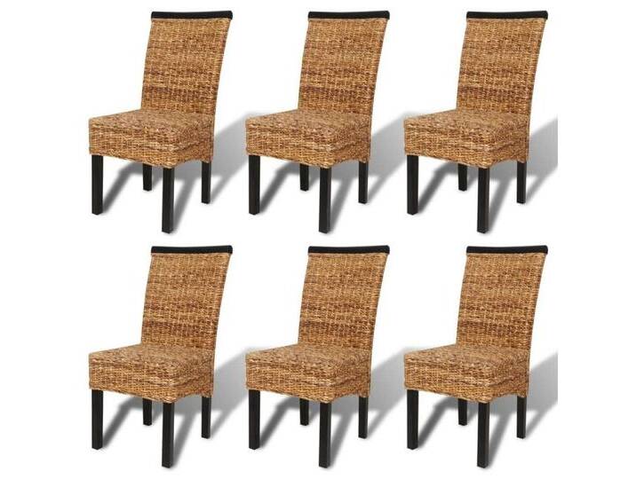 vidaXL Esszimmerstuhl Esszimmerstühle 6 Stk. Abaca und Massivholz (6 St), braun, Poly-Rattan von vidaXL