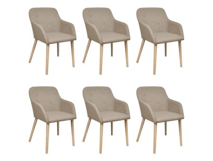 vidaXL Esszimmerstuhl Esszimmerstühle 6 Stk. Beige Stoff und Massivholz Eiche (6 St), beige, Beige von vidaXL