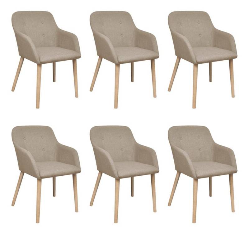 vidaXL Esszimmerstuhl Esszimmerstühle 6 Stk. Beige Stoff und Massivholz Eiche (6 St) von vidaXL