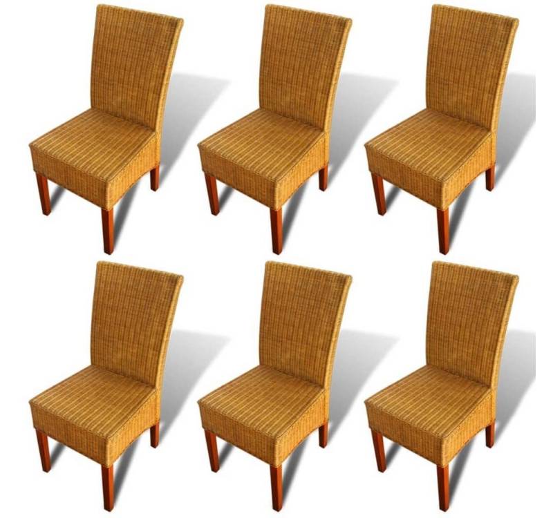 vidaXL Esszimmerstuhl Esszimmerstühle 6 Stk. Natur Rattan Braun (6 St) von vidaXL