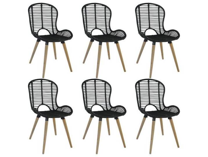 vidaXL Esszimmerstuhl Esszimmerstühle 6 Stk. Natur Rattan Schwarz (6 St), schwarz von vidaXL