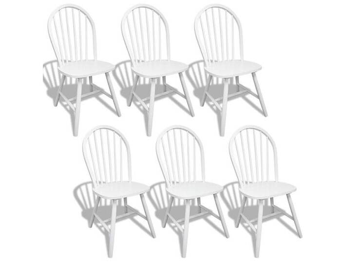 vidaXL Esszimmerstuhl Esszimmerstühle 6 Stk. Weiß Massivholz Gummibaum (6 St), weiß von vidaXL
