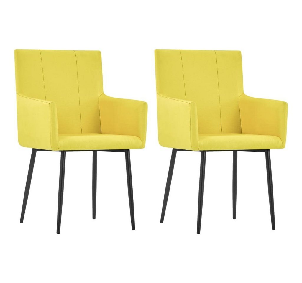 vidaXL Esszimmerstuhl Esszimmerstühle mit Armlehnen 2 Stk. Gelb Stoff (2 St) von vidaXL