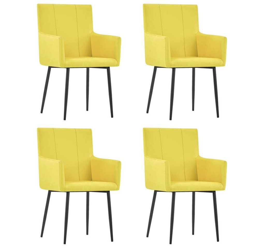 vidaXL Esszimmerstuhl Esszimmerstühle mit Armlehnen 4 Stk. Gelb Stoff (4 St) von vidaXL