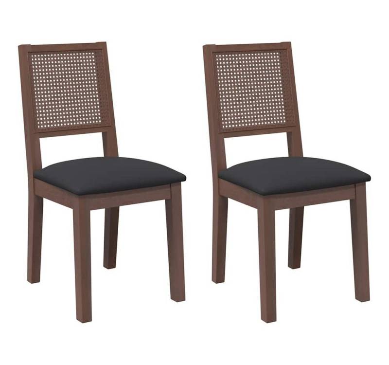 vidaXL Esszimmerstuhl Esszimmerstühle mit Kissen 2 Stk. Braun Massivholz Gummibaum (1 St) von vidaXL