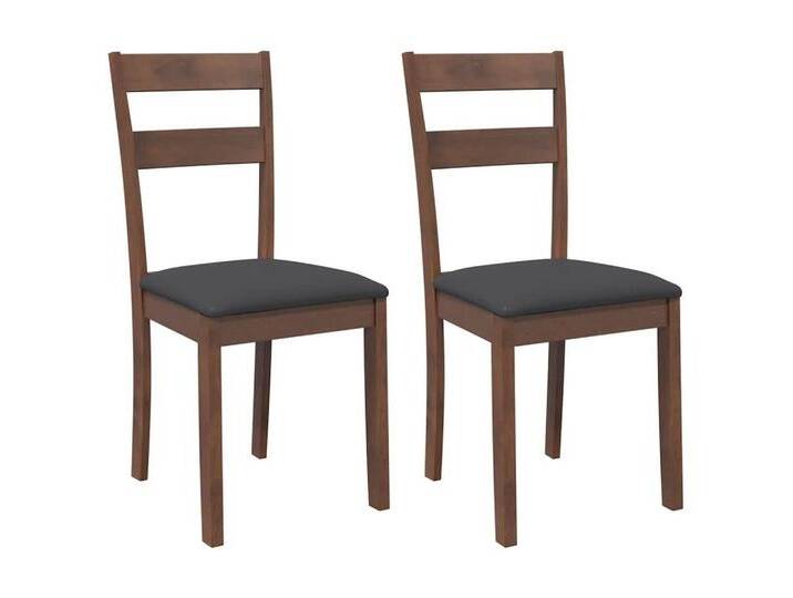 vidaXL Esszimmerstuhl Esszimmerstühle mit Kissen 2 Stk. Braun Massivholz Gummibaum (2 St), braun von vidaXL
