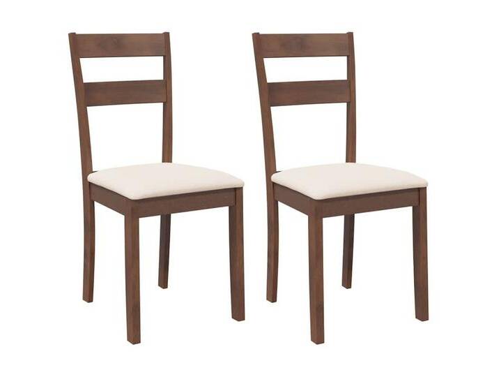 vidaXL Esszimmerstuhl Esszimmerstühle mit Kissen 2 Stk. Braun Massivholz Gummibaum (2 St), braun von vidaXL