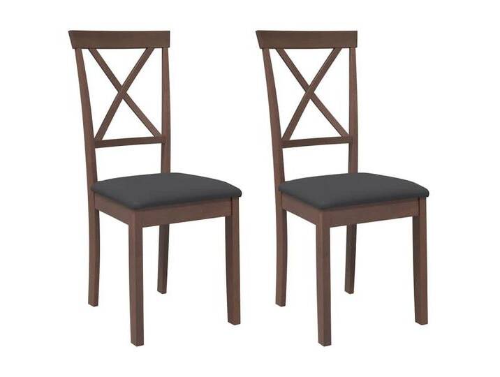 vidaXL Esszimmerstuhl Esszimmerstühle mit Kissen 2 Stk. Braun Massivholz Gummibaum (2 St), braun von vidaXL