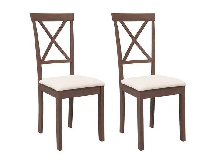 vidaXL Esszimmerstuhl Esszimmerstühle mit Kissen 2 Stk. Braun Massivholz Gummibaum (2 St), braun von vidaXL