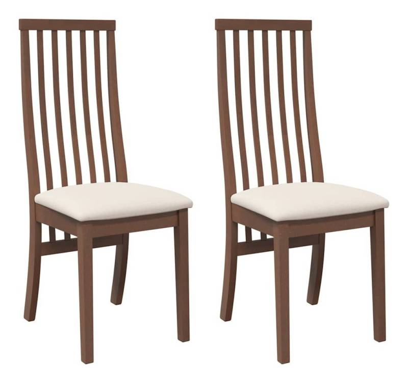 vidaXL Esszimmerstuhl Esszimmerstühle mit Kissen 2 Stk. Braun Massivholz Gummibaum (2 St) von vidaXL