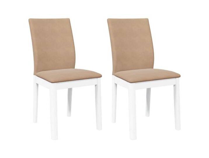 vidaXL Esszimmerstuhl Esszimmerstühle mit Kissen 2 Stk. Weiß Massivholz Gummibaum (2 St), braun von vidaXL