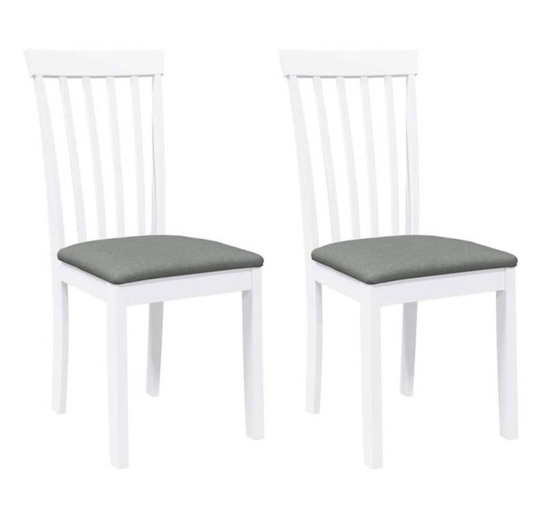 vidaXL Esszimmerstuhl Esszimmerstühle mit Kissen 2 Stk. Weiß Massivholz Gummibaum (2 St) von vidaXL