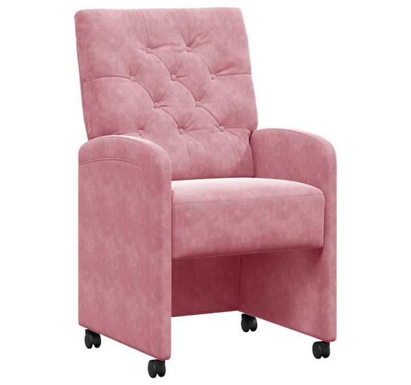 vidaXL Esszimmerstuhl Esszimmerstühle mit Rädern 2 pcs Rosa 58 x 67 x 97 cm Samt (2 St) von vidaXL