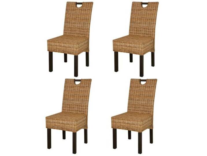 vidaXL Esszimmerstuhl Esszimmerstuhl 4 Stk. Kubu-Rattan holz (4 St), braun, Rattan von vidaXL