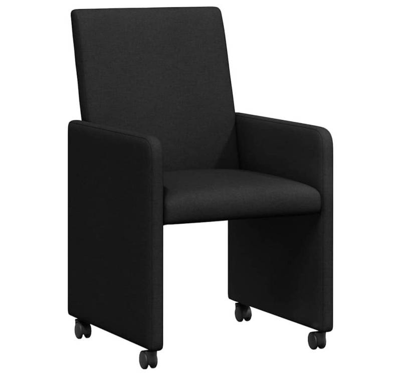 vidaXL Esszimmerstuhl Esszimmerstühle mit Rädern 2 pcs Schwarz 57 x 66 x 94 cm Stoff (2 St) von vidaXL