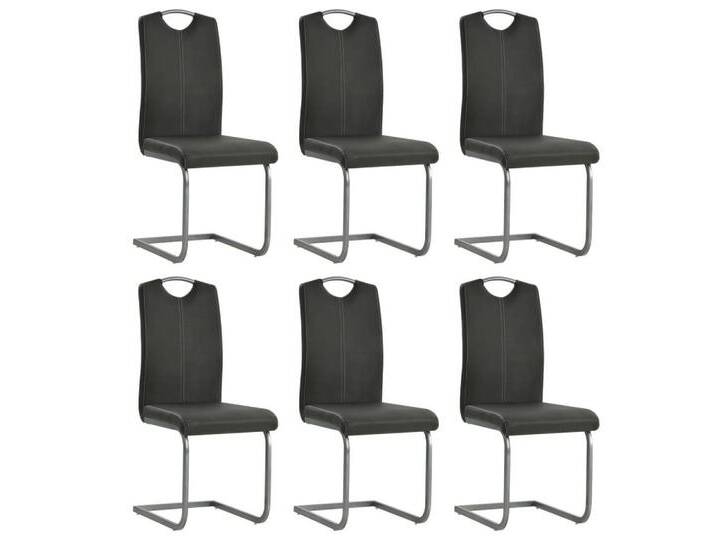vidaXL Esszimmerstuhl Freischwinger 6 Stk. Grau Kunstleder (6 St), grau, Grau von vidaXL