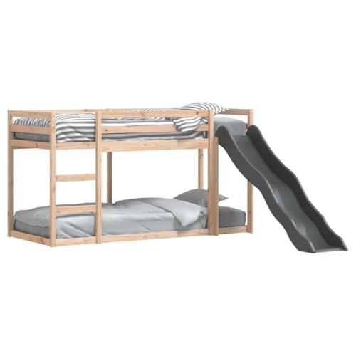 vidaXL Etagenbett, Stockbett mit Rutsche Leiter ohne Matratze, Kinderbett mit Rausfallschutz, Spielbett Bett, 90x200cm Massivholz Kiefer von vidaXL